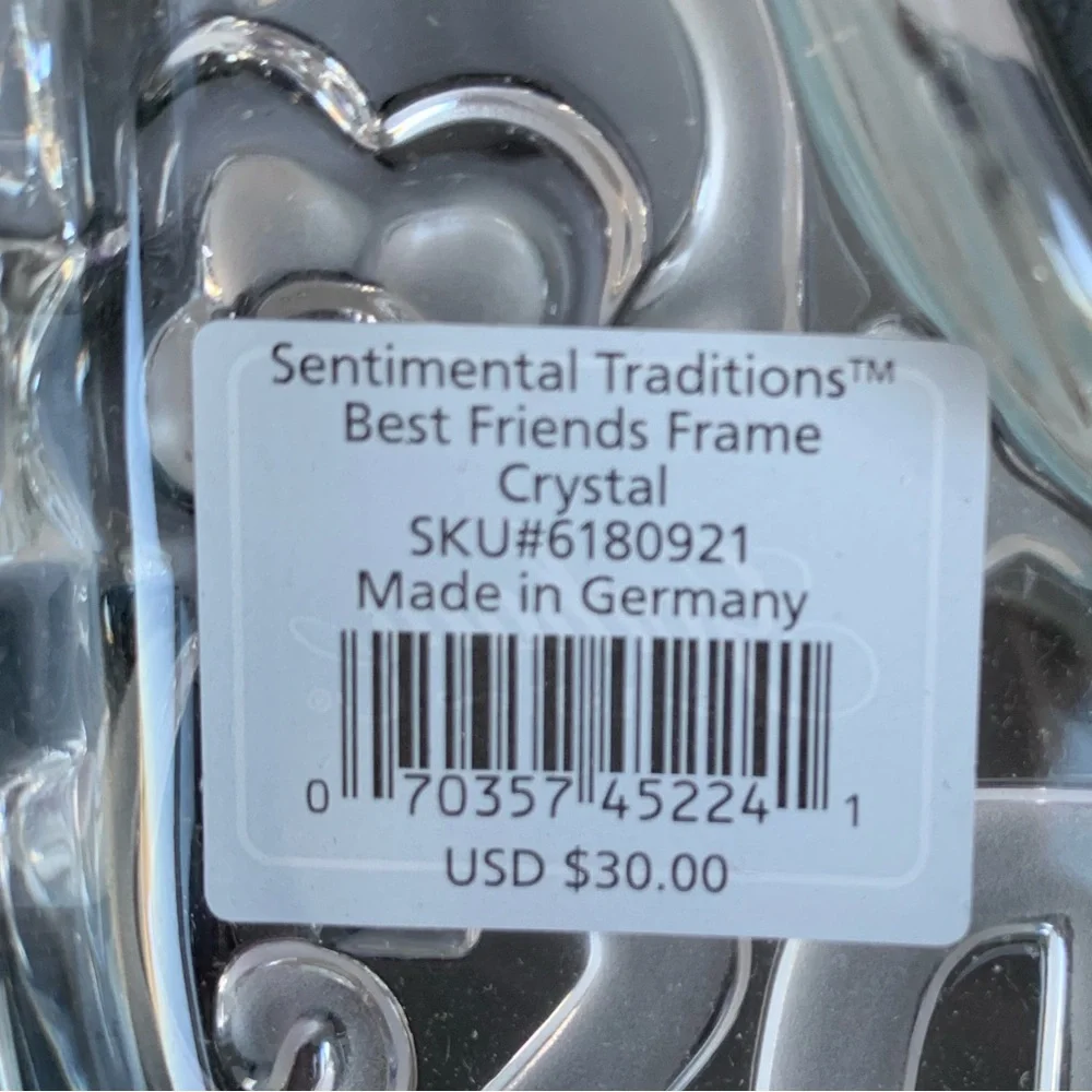 GORHAM Sentimental Traditions Picture Frame Crystal Best Friends Oval Opening